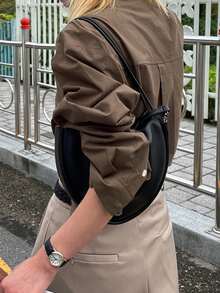 DAZY 女款純色常規領長袖寬鬆襯衫 - 棕色 - 查看 3