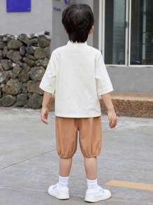 SHEIN 男童純色襯衫長褲兩件套 - 彩色 - 查看 2