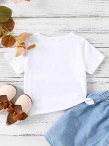 Baby Boys' Cartoon Easter Egg Pattern Short Sleeve Crewneck T-Shirt, Suitable For Summer - White - View 3