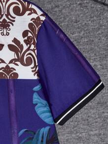 SHEIN Tween Boys' Tropical Print Short Sleeve Polo Shirt For Vacation Style - Black - View 3