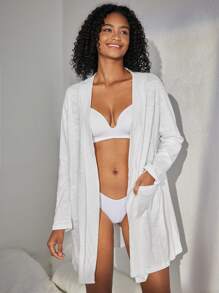 Ocili Leisure Women's Long Sleeve Bathrobe For Home Wear/Sleepwear - White - View 6
