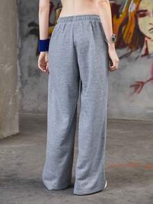 SHEIN Sports Của phụ nữ Lỏng lẻo phù hợp Dây rút Quần thể thao - Xám - Xem 2