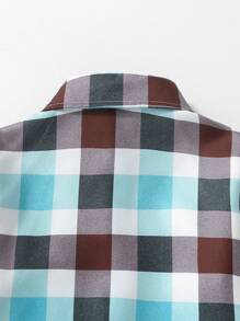 SHEIN Chàng trai trẻ Kẻ sọc Tay áo dài Áo sơ mi - Nhiều màu - Xem 3