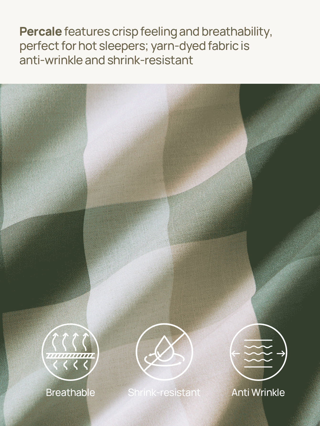 LongNap™ 3st 95GSM Tjockare Premium Gingham Preppy Style Påslakan Sängkläder Set, skarp känsla och andas för varma sovplatser, perfekt för sovsal i sovrummet, påslakan med knappar och 8 konerband*1, örngott*1/2, grönt - Grön - Visa 5