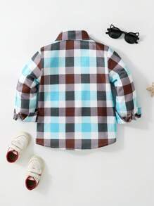 SHEIN Chàng trai trẻ Kẻ sọc Tay áo dài Áo sơ mi - Nhiều màu - Xem 2