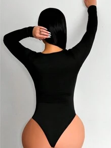 SHEIN SXY Body Sexy De Malla Negra Con Perspectiva - Negro - Ver 2