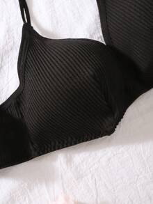 Smooth Comfortable Seamless Padded Bra For Women - Black - View 6