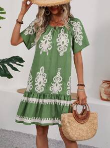 EMERY ROSE Vintage Printed Casual Dress