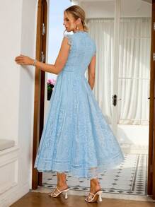 Simplee Women's Elegant Vintage Lace Flared Dress, Party Dress, Wedding Dress, Birthday Dress, Graduation Dress