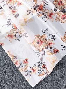 Teen Girl Flower Print Open Shoulder Top And Skirt Set - Multicolor - View 7