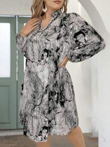 EMERY ROSE Đầm Maxi in họa tiết tay đèn lồng cổ khoét cỡ lớn cho nữ - Nhiều màu - Xem 3