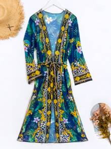 Swim Vcay 复古印花和服式上衣，长袖，充满海滩度假风情 - 彩色 - 查看 6