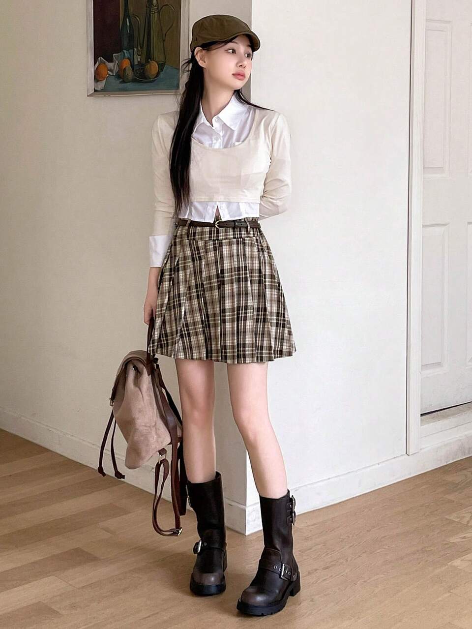 Women Plaid Pleated Skirt Fall Skirts School