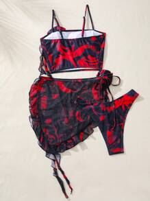 SHEIN Swim Conjunto de bikini con estampado floral de verano