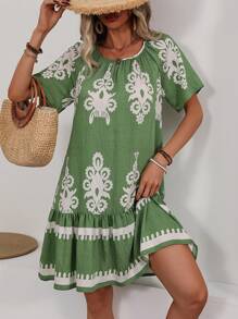 EMERY ROSE Vintage Printed Casual Dress