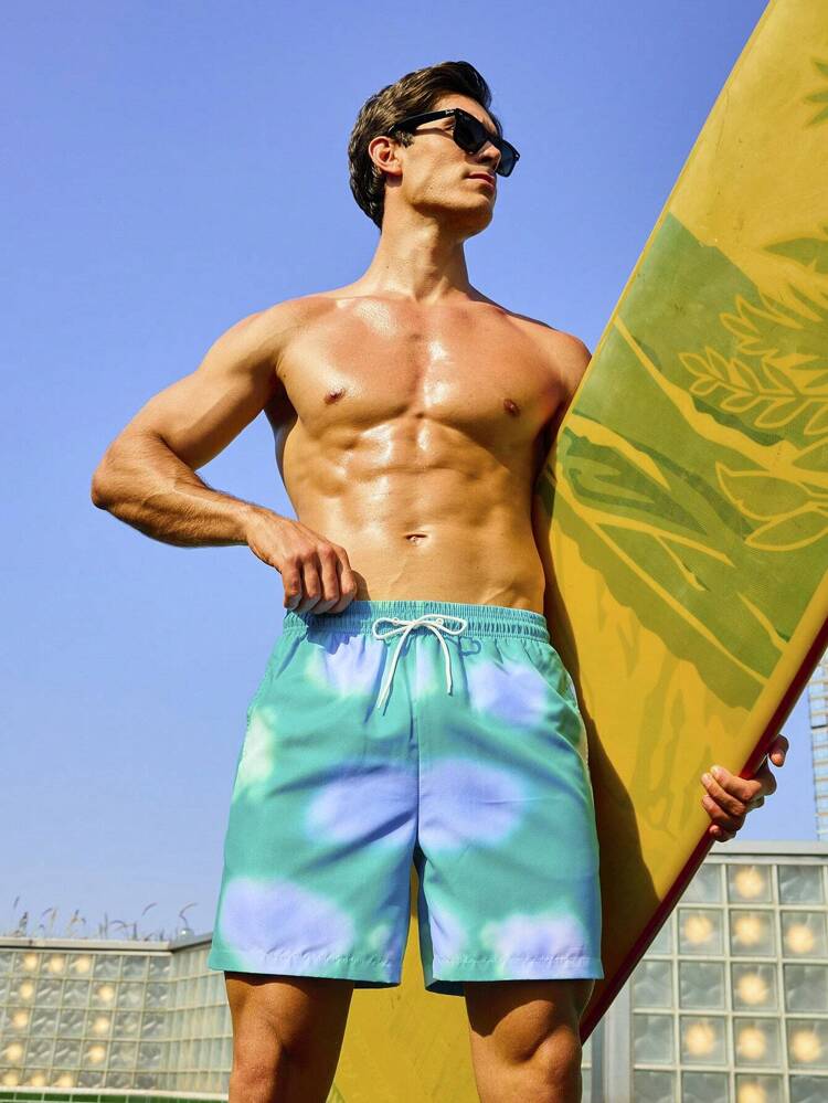 Men'S Tie-Dye Elastic Waist Beach Shorts