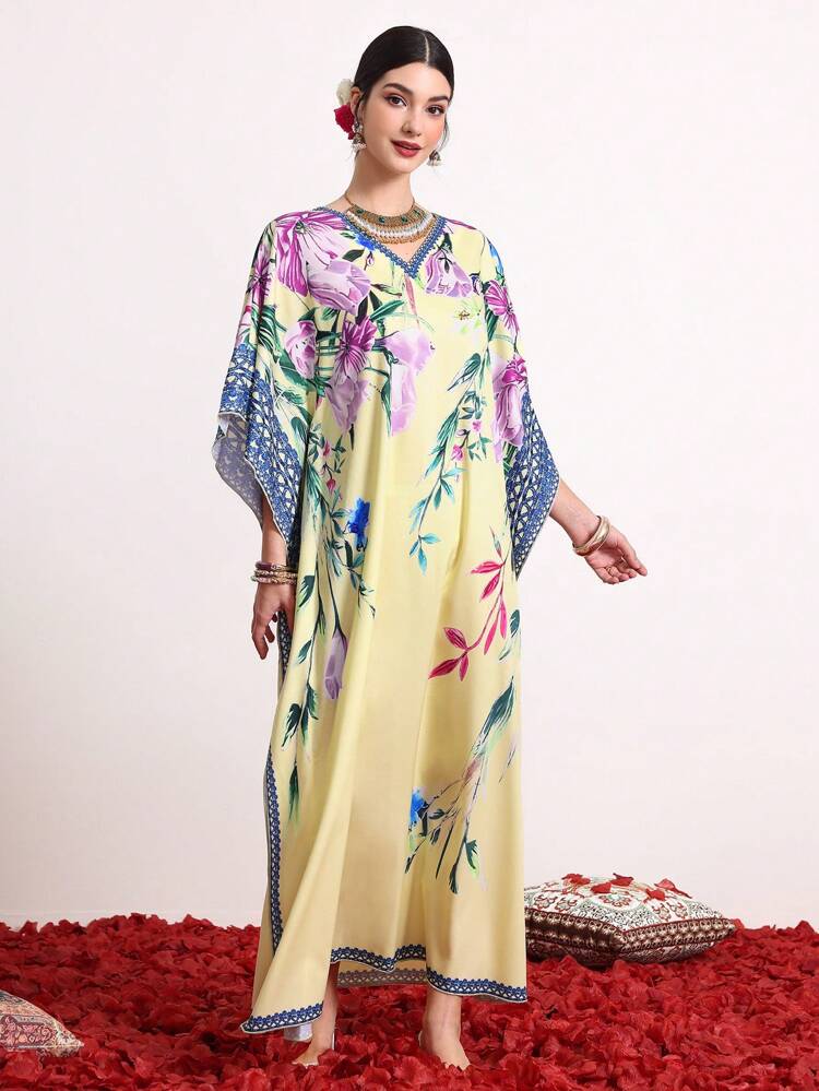 Women's Style Batwing Sleeve Floral Print Dress