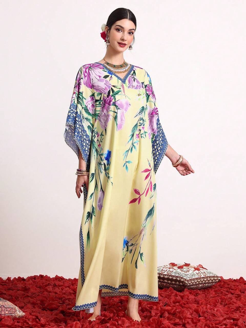 Women's Style Batwing Sleeve Floral Print Dress