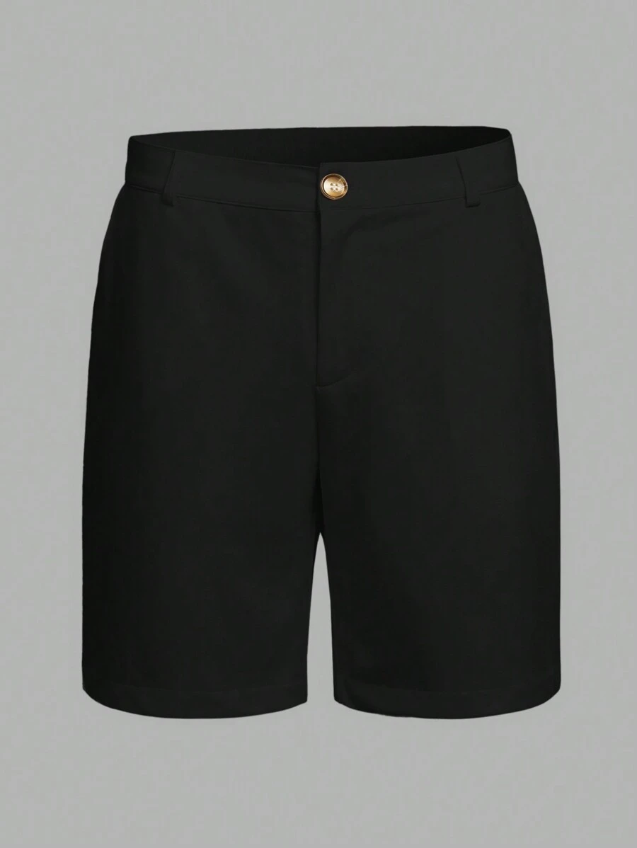 Manfinity Homme Quần short nam trơn màu có túi xéo - màu đen - Xem 1