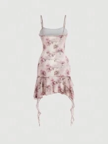 SHEIN MOD Đầm Mùa Hè Nữ In Hoa Viền Bất Đối Xứng Spaghetti Dây Đầm, Lễ Hội Âm Nhạc - Nhiều màu - Xem 2