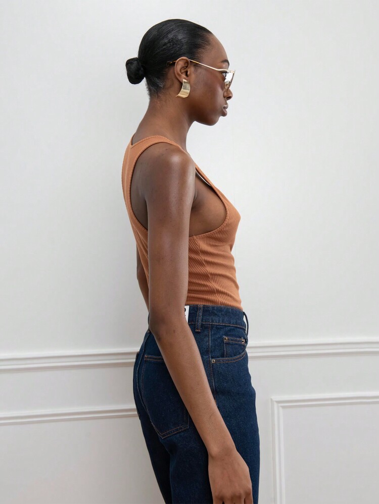 MISSGUIDED Nút Thông qua Xe tăng - màu nâu - Xem 3