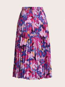 Franclia Gonna lunga plissettata con stampa floreale all-over, outfit da donna