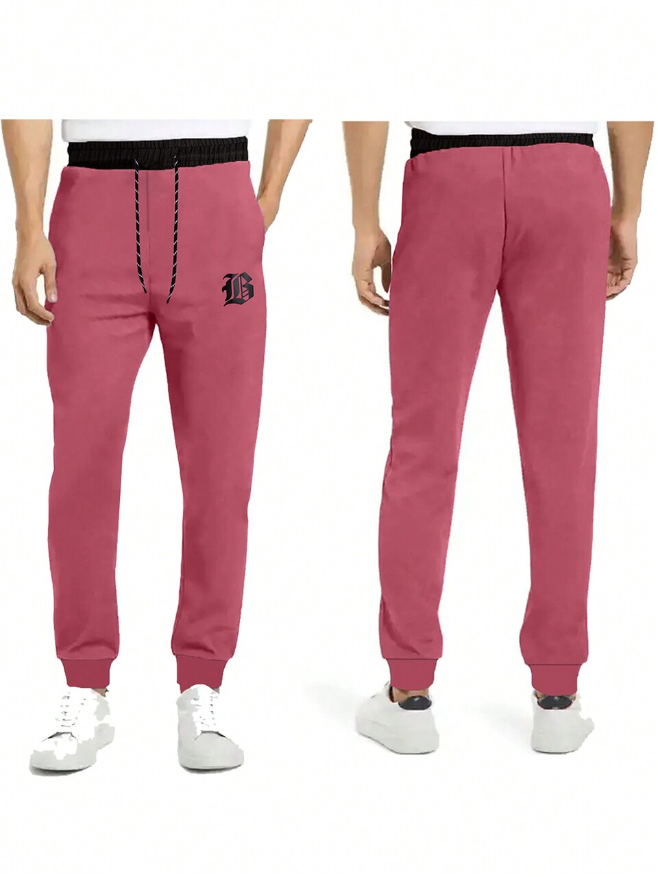 Men's Color Block Elastic Waist Letter Printed Drawstring Sports Pants Sweat Pants