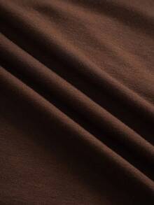 SHEIN Essnce Của phụ nữ Màu thuần Cổ chữ V Tie Trước Ngắn tay Áo thun - Cà phê nâu - Xem 4