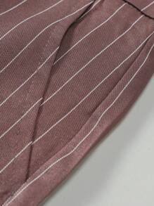 Manfinity Mode Plus Size Men's Striped Lapel Long Sleeve Suit Jacket And Pants Set