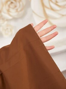 Modelyn 大尺碼純色百褶a字裙 - 卡其色 - 查看 7