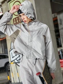 Streetz SHEIN Sport Survêtement Pour Femme Composé D'un Top À Capuche Et D'une Jupe Avec Cordon De Serrage Et Blocs De Couleurs