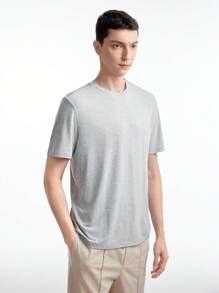 Manfinity VCAY Màu thuần Nam Ngắn tay Dệt kim Áo thun Với Vòng cổ - Nhiều màu - Xem 5