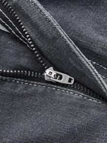 ROMWE Grunge Punk Quần Jeans Boy Friend Ống Rộng Phong Cách Punk Vừa Vặn Cho Nữ Có Thiết Kế Rách, In Hình Ngôi Sao Và Khối Màu, Trường Học - Xám - Xem 4