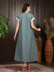 Al Najma 蕾絲拼接翼袖短袖伊斯蘭風長袍連衣裙