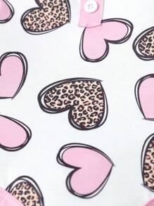 SHEIN 3pcs Baby Girl Heart Pattern Sleeveless Bodysuit