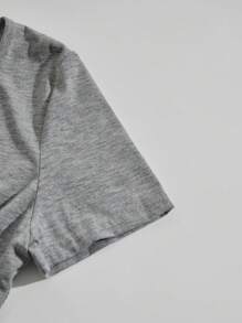SHEIN Unity Của phụ nữ Màu thuần Vòng cổ Ngắn tay Áo thun - Nhiều màu - Xem 9