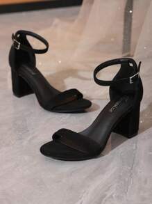 Timesize 女士低跟黑色涼鞋>女士高跟正式鞋、婚禮鞋、辦公室鞋、新款夏季低跟鞋 - 黑色 - 查看 5