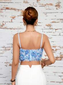 GENKIRA Elegant 3D Flower Bow Decor Sleeveless Top, Summer - Blue - View 2