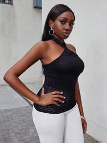 Zolique Women's Backless Halter Knit Top