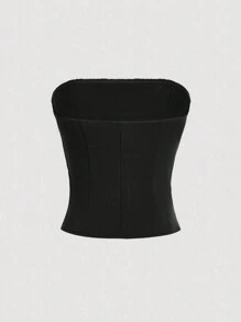 SHEIN MOD Women's Bowknot Detail Strapless Top - Black - View 2