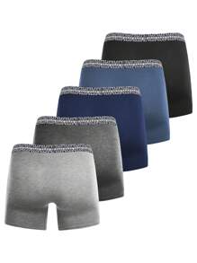 Men's 5pcs Alphabet Pattern Boxer Briefs - Multicolor - View 2