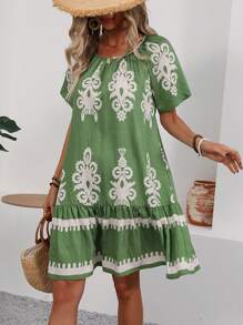 EMERY ROSE Vintage Printed Casual Dress