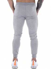 SHEIN Men's Letter Print Drawstring Waist Sports Pants - Grey - View 2