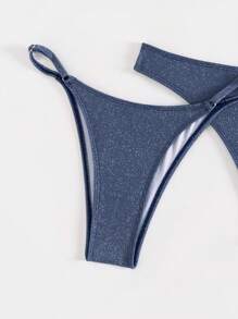 SHEIN Swim Summer Women's Solid Color Bikini Set With Underwire - Dusty Blue - View 5