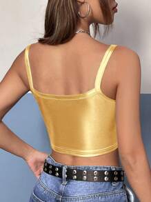 SHEIN ICON 金色短款背心吊帶 - 金色 - 查看 2