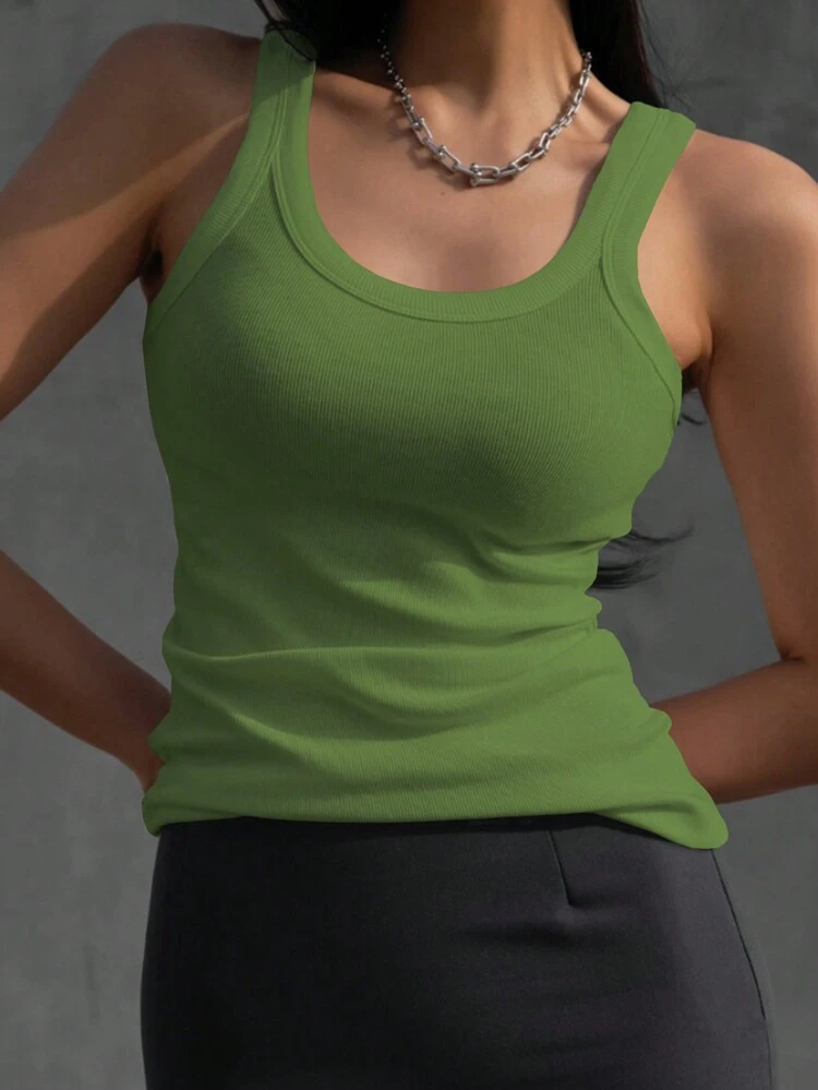 Women's Solid Color Round Neck Tank Top