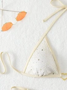 SHEIN Swim Summer Color Blocked Bikini Set With Sequin Decoration - Apricot - View 5