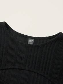 SHEIN ICON Của phụ nữ Kích thước lớn Màu thuần Xu hướng: Cắt giảm Váy không tay - màu đen - Xem 3