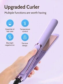 Teckwe 直发器，直发和卷发两用卷发器，防烫高倍负离子和精油涂层双重，10秒急速加热，快速造型，持久造型 - 美国插头圣诞礼物，秋冬季假期露营必备品度假配件，露营用品 - 紫色 - 查看 5