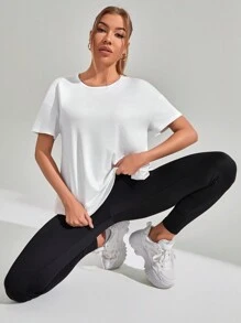 Easithlete Easithlete 字母图案运动 T 恤健身上衣健身背心 - 白色 - 查看 4